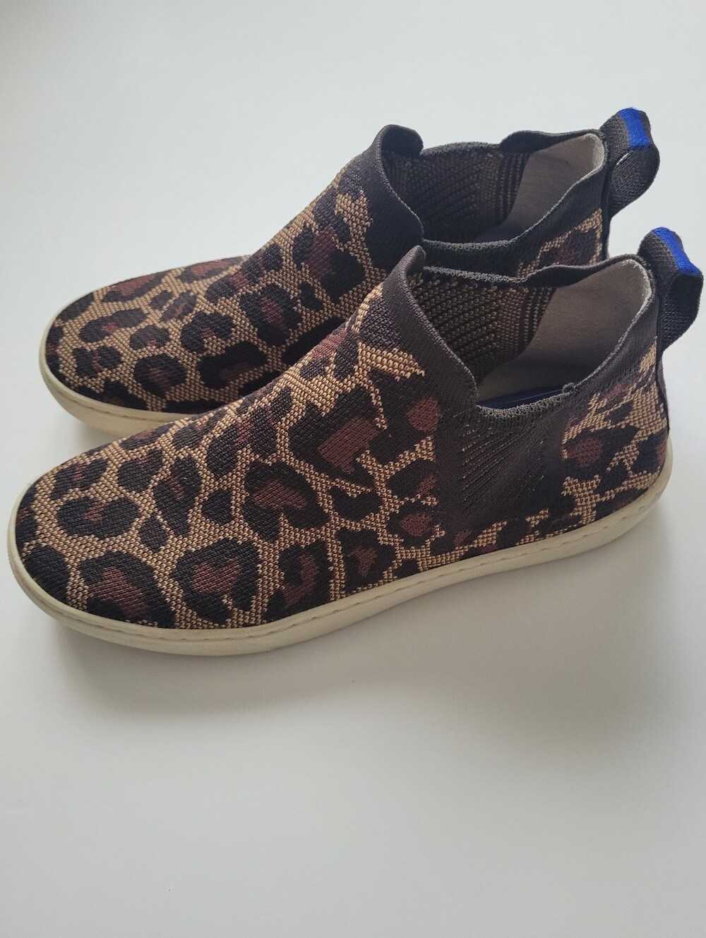 Rothy's The Chelsea Wildcat Leopard Print Hightop Sneakers US 7.5